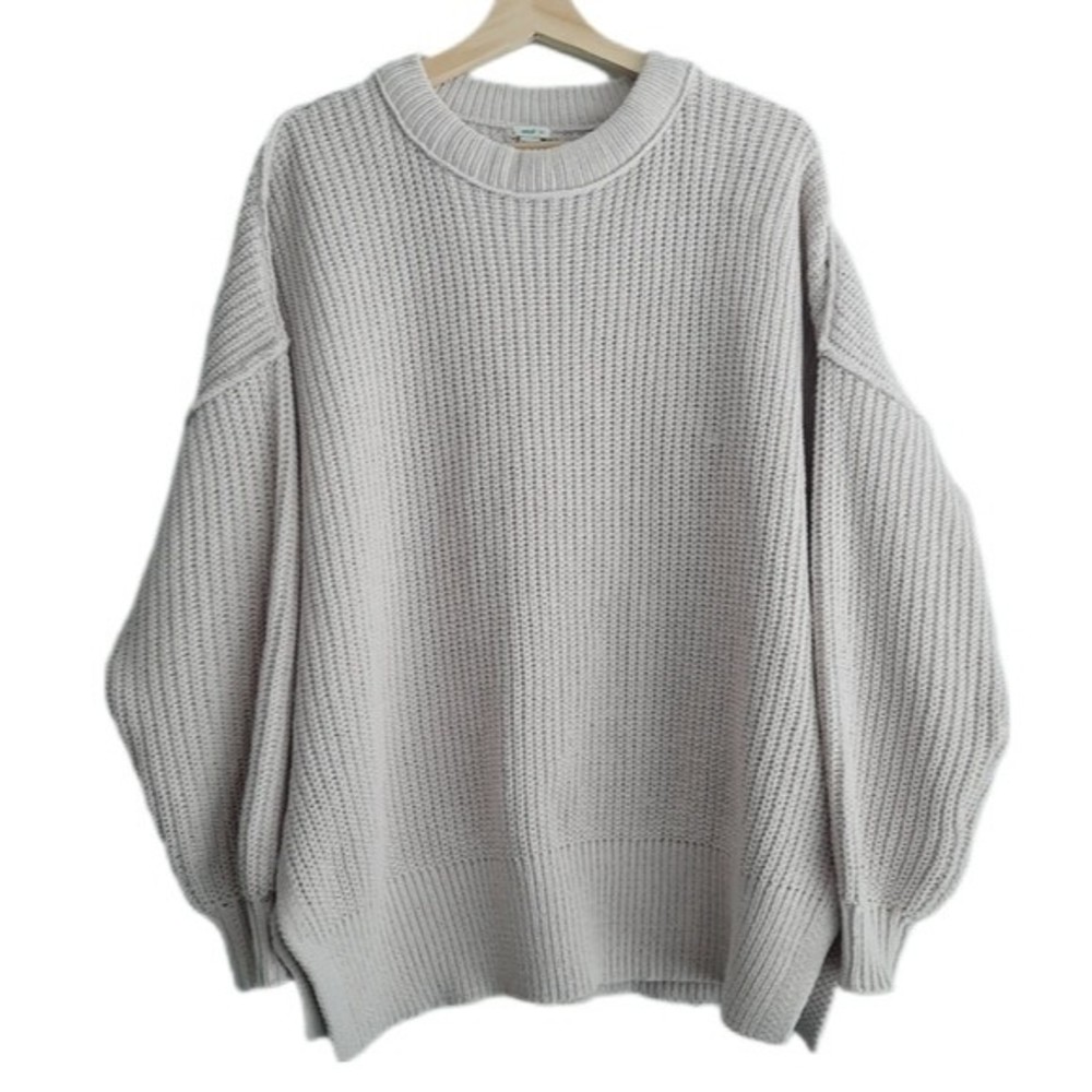 Aerie Chunky Sweater Chenille Crewneck Oversized  Light Pink Sz S